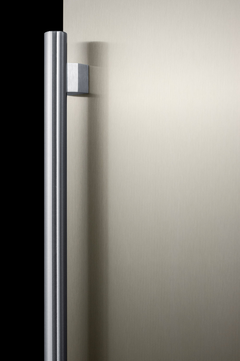 Built-in undercounter ADA compliant all-refrigerator with stainless steel door, black cabinet, door storage, lock, and digital controls